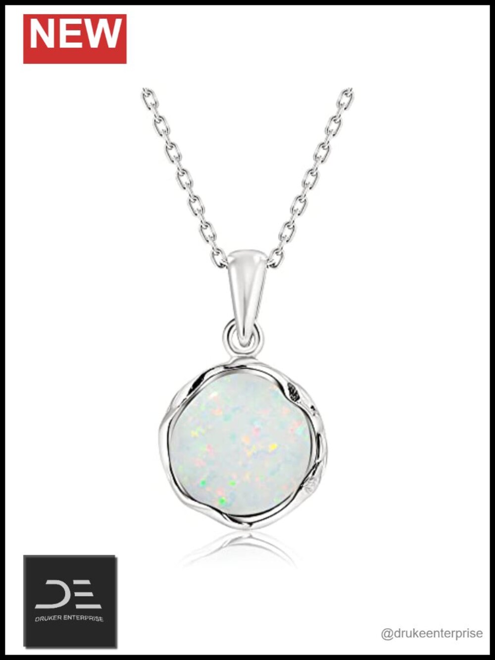 925 Sterling Silver Opal Pendant Necklace for Women